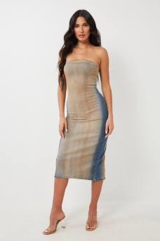 DENIM MIDI TUBE DRESS