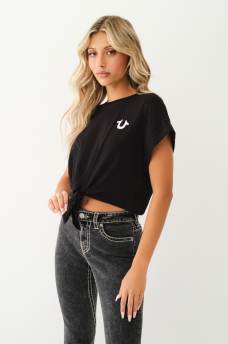 TIE FRONT CROP TEE, image 3