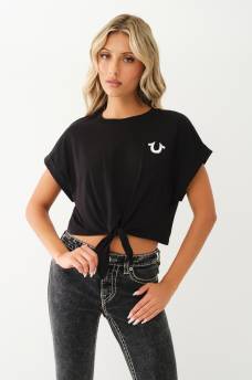 TIE FRONT CROP TEE, image 1