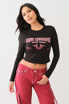 FADED WESTERN LOGO RIB BABY TEE, image 2