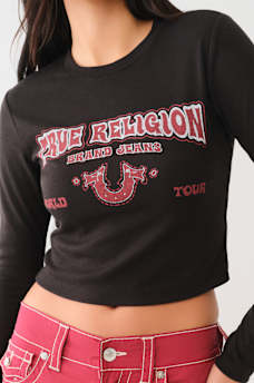 FADED WESTERN LOGO RIB BABY TEE, image 1