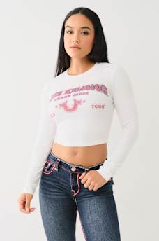 FADED WESTERN LOGO RIB BABY TEE, image 4