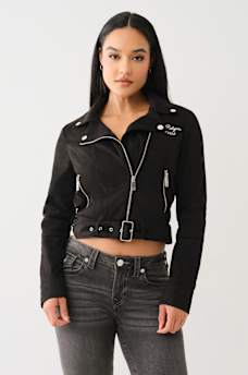 FAUX SUEDE MOTO JACKET, image 1