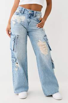 BOBBI DISTRESSED BAGGY CARGO JEAN, image 1