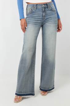 LEILA SHADOW POCKET WIDE LEG JEAN, image 2