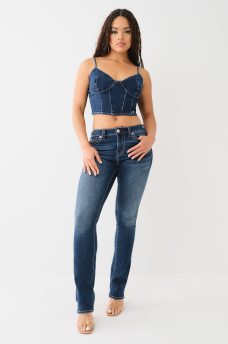 DENIM ZIP UP BUSTIER TOP, image 3