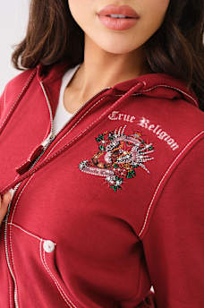 ROSE CRYSTAL BIG T ZIP HOODIE, image 2