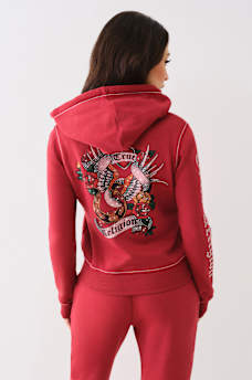 ROSE CRYSTAL BIG T ZIP HOODIE, image 6