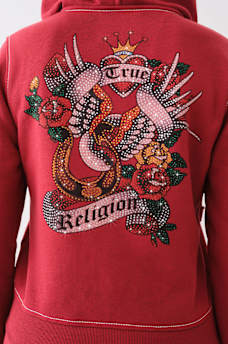 ROSE CRYSTAL BIG T ZIP HOODIE, image 1
