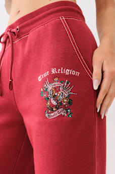 PANTALON EN MOLLETON AVEC LOGO CRISTAL BIG T, image 2
