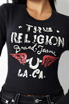 DISTRESSED LOGO LONG SLEEVE BABY TEE, image 3