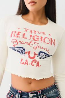DISTRESSED LOGO LONG SLEEVE BABY TEE, image 3