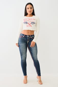 DISTRESSED LOGO LONG SLEEVE BABY TEE, image 4