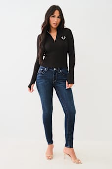 RIB KNIT QUARTER-ZIP MOCK NECK SWEATER, image 2
