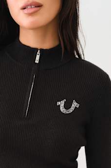 RIB KNIT QUARTER-ZIP MOCK NECK SWEATER, image 4