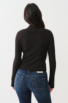 RIB KNIT QUARTER-ZIP MOCK NECK SWEATER, image 5