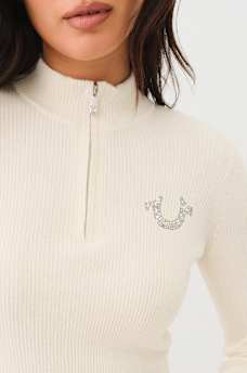 RIB KNIT QUARTER-ZIP MOCK NECK SWEATER, image 3