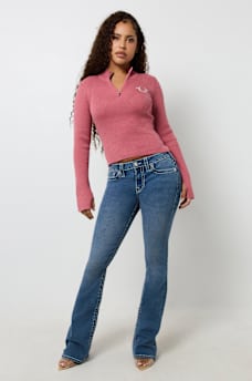 RIB KNIT QUARTER-ZIP MOCK NECK SWEATER, image 2