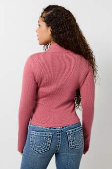 RIB KNIT QUARTER-ZIP MOCK NECK SWEATER, image 5