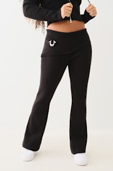 FOLDOVER WAIST RIB BOOTCUT PANT, image 1