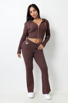 FOLDOVER WAIST RIB BOOTCUT PANT, image 4