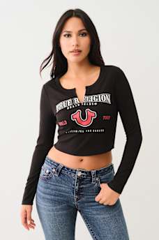 HORSESHOE LOGO RIB LONG SLEEVE BABY TEE, image 1