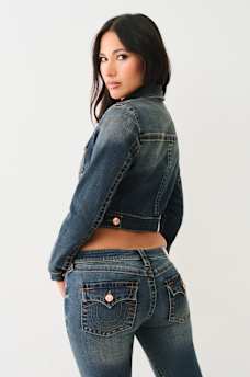 CROP DENIM TRUCKER JACKET, image 3