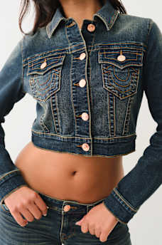 CROP DENIM TRUCKER JACKET, image 4