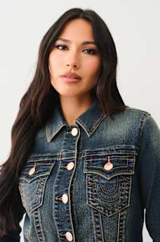 CROP DENIM TRUCKER JACKET, image 6