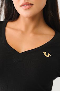 RIBBED HORSESHOE LONG SLEEVE TOP, image 3