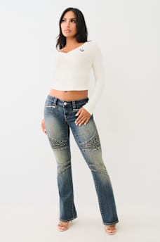 RIBBED HORSESHOE LONG SLEEVE TOP, image 3