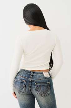 RIBBED HORSESHOE LONG SLEEVE TOP, image 4
