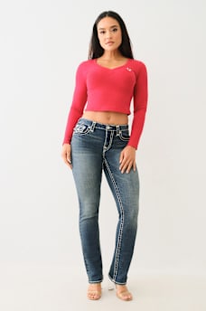 RIBBED HORSESHOE LONG SLEEVE TOP, image 2