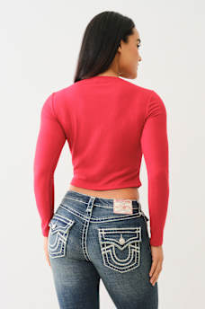 RIBBED HORSESHOE LONG SLEEVE TOP, image 4