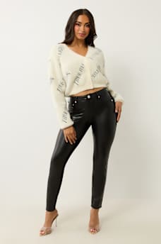 FUZZY LOGO CROP CARDIGAN SWEATER, image 2