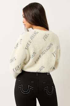 FUZZY LOGO CROP CARDIGAN SWEATER, image 5