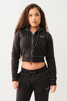 CROP BIG T ZIP HOODIE, image 2