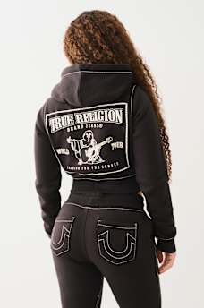 CROP BIG T ZIP HOODIE, image 1