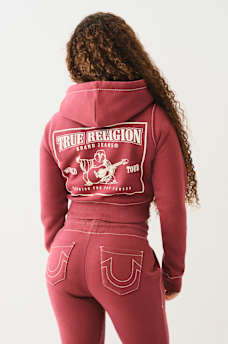 CROP BIG T ZIP HOODIE, image 1
