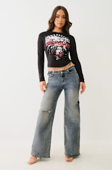 BOBBI FRAYED LOW RISE BAGGY JEAN, image 2