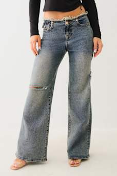 BOBBI FRAYED LOW RISE BAGGY JEAN, image 1