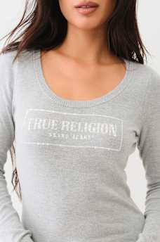 CRYSTAL LOGO SCOOP NECK SWEATER, image 1