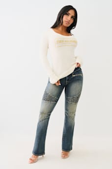 CRYSTAL LOGO SCOOP NECK SWEATER, image 4