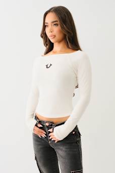HORSESHOE BOAT NECK LONG SLEEVE TEE, image 3
