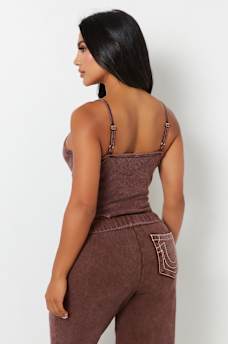 RIBBED VINTAGE WASH CAMI BODYSUIT, image 3