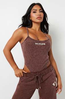 RIBBED VINTAGE WASH CAMI BODYSUIT, image 1