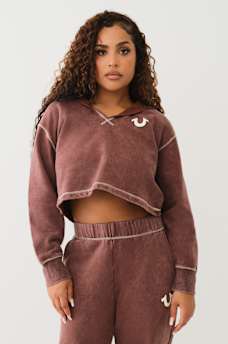 VINTAGE WASH V NOTCH HOODIE, image 2