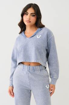 VINTAGE WASH V NOTCH HOODIE, image 2