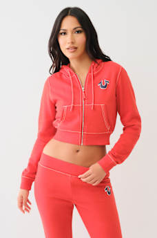 VINTAGE LOGO BIG T CROP ZIP HOODIE, image 2