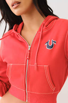 VINTAGE LOGO BIG T CROP ZIP HOODIE, image 4